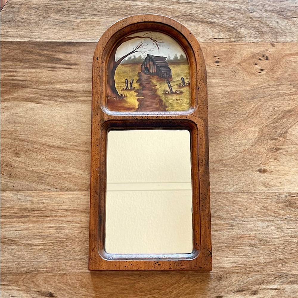 Hand-Painted Vintage Wooden Mirror